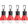 LED Tent Light 4-Pack Clip Hook Hurricane Emergency Lights LED Camping Light Bulb Camping Tent Lamp Portable Lantern Bulb Camping Equipment for Camping, Hiking (Red)