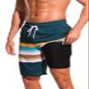difficort Mens Swimming Trunks with Compression Liner Quick Dry Board Shorts Swimsuit with Zipper Pockets,Blackish Green+Yellow,XX-Large view 1