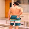difficort Mens Swimming Trunks with Compression Liner Quick Dry Board Shorts Swimsuit with Zipper Pockets,Blackish Green+Yellow,XX-Large view 4