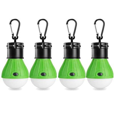 LED Tent Light 4-Pack Clip Hook Hurricane Emergency Lights LED Camping Light Bulb Camping Tent Lamp Portable Lantern Bulb Camping Equipment for Camping, Hiking (Green)