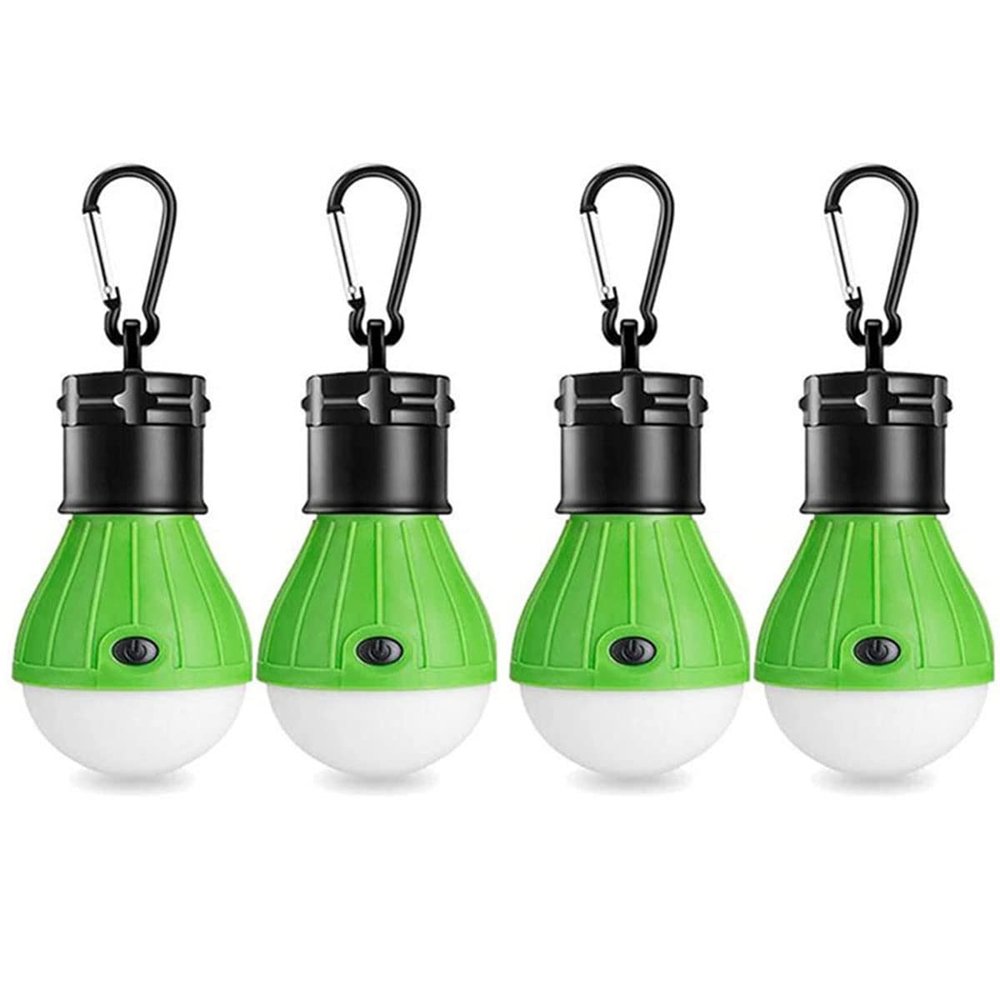 LED Tent Light 4-Pack Clip Hook Hurricane Emergency Lights LED Camping Light Bulb Camping Tent Lamp Portable Lantern Bulb Camping Equipment for Camping, Hiking (Green)