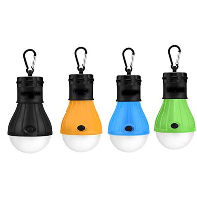 LED Tent Light 4-Pack Clip Hook Hurricane Emergency Lights LED Camping Light Bulb Camping Tent Lamp Portable Lantern Bulb Camping Equipment for Camping, Hiking (Black & Orange & Blue & Green)
