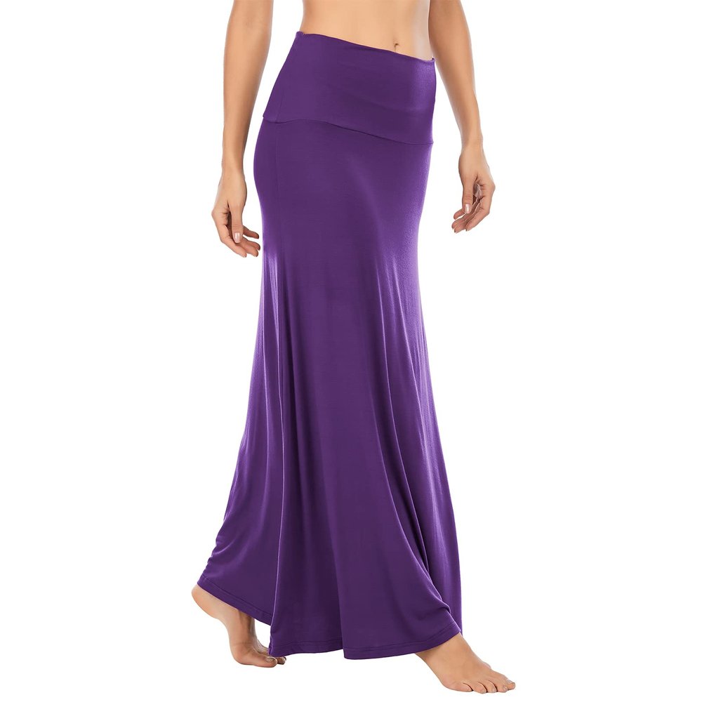Womens Skirts Y2K Skirt for Women Long Purple Maxi Skirt High Waist Trendy Holiday Skirts Purple XL