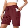 Hugut Women's Lightweight Hiking Cargo Shorts Quick Dry Athletic Shorts Camping Travel Golf Zipper Pockets Water Resistant Maroon view 1