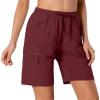 Hugut Women's Lightweight Hiking Cargo Shorts Quick Dry Athletic Shorts Camping Travel Golf Zipper Pockets Water Resistant Maroon view 2
