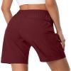 Hugut Women's Lightweight Hiking Cargo Shorts Quick Dry Athletic Shorts Camping Travel Golf Zipper Pockets Water Resistant Maroon view 3