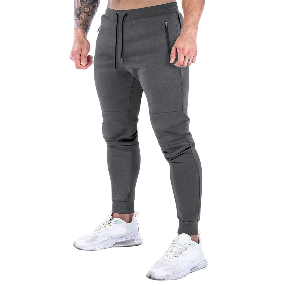 GIBZ Loose Fit Trousers Men Breathable Elastic Waist Large Size Loose Pants Dark Grey S
