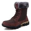 Dressnu Snow boots men's outdoor non-slip cotton shoes couple models high-top medium boots Wine red 6.5