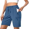 Hugut Women's Lightweight Hiking Cargo Shorts Quick Dry Athletic Shorts for Camping Travel Golf with Zipper Pockets Water Resistant Blue view 1