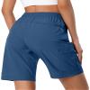 Hugut Women's Lightweight Hiking Cargo Shorts Quick Dry Athletic Shorts for Camping Travel Golf with Zipper Pockets Water Resistant Blue view 3