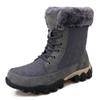 Dressnu Snow boots men's outdoor non-slip cotton shoes couple models high-top medium boots Grey 8.5