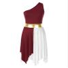 Hularka Women's Liturgical Praise Dance Dress Tunic Worship Color Block Lyrical Dance Costume Performance B Burg Medium view 1
