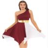 Hularka Women's Liturgical Praise Dance Dress Tunic Worship Color Block Lyrical Dance Costume Performance B Burg Medium view 2