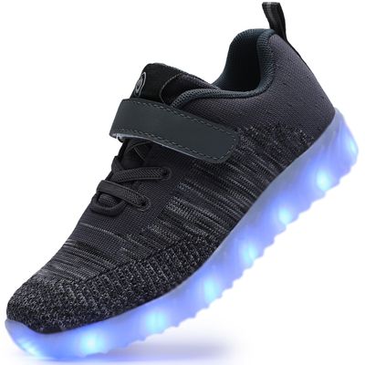 AoSiFu Kids Light Up Shoes Toddler Girls Boys Breathable Led Flashing Sneakers USB Charge Dark grey34