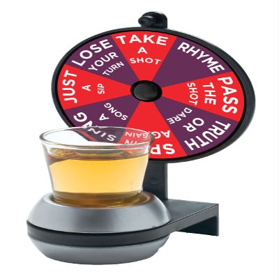 Perfect Life Ideas Shot Spinner - Adult Drinking Game for 2-6 Players - Roulette Shot Glass Game with 2 Fun Glasses