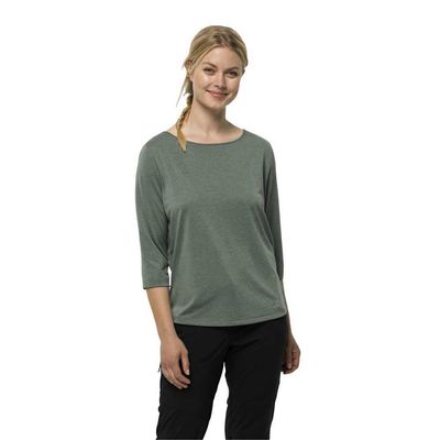 Jack Wolfskin Women's Pack & Go 3/4 Sleeve T-Shirt - Picnic Green - S