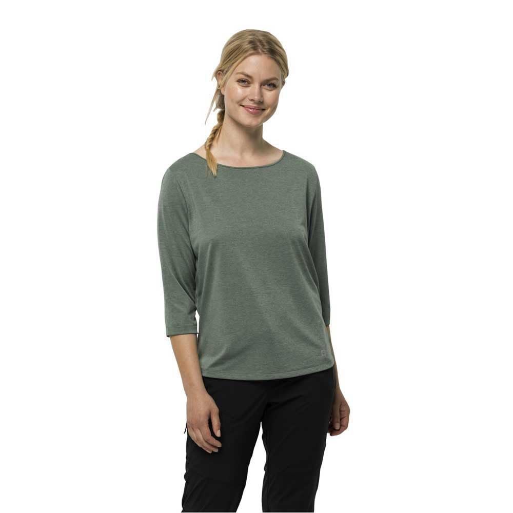 Jack Wolfskin Women's Pack & Go 3/4 Sleeve T-Shirt - Picnic Green - S