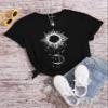 AIEBO Women's Shirts Women's Tops Shirts for Women Abstract Sun and Moon Print Tee (Color : Black, Size : Large) view 1