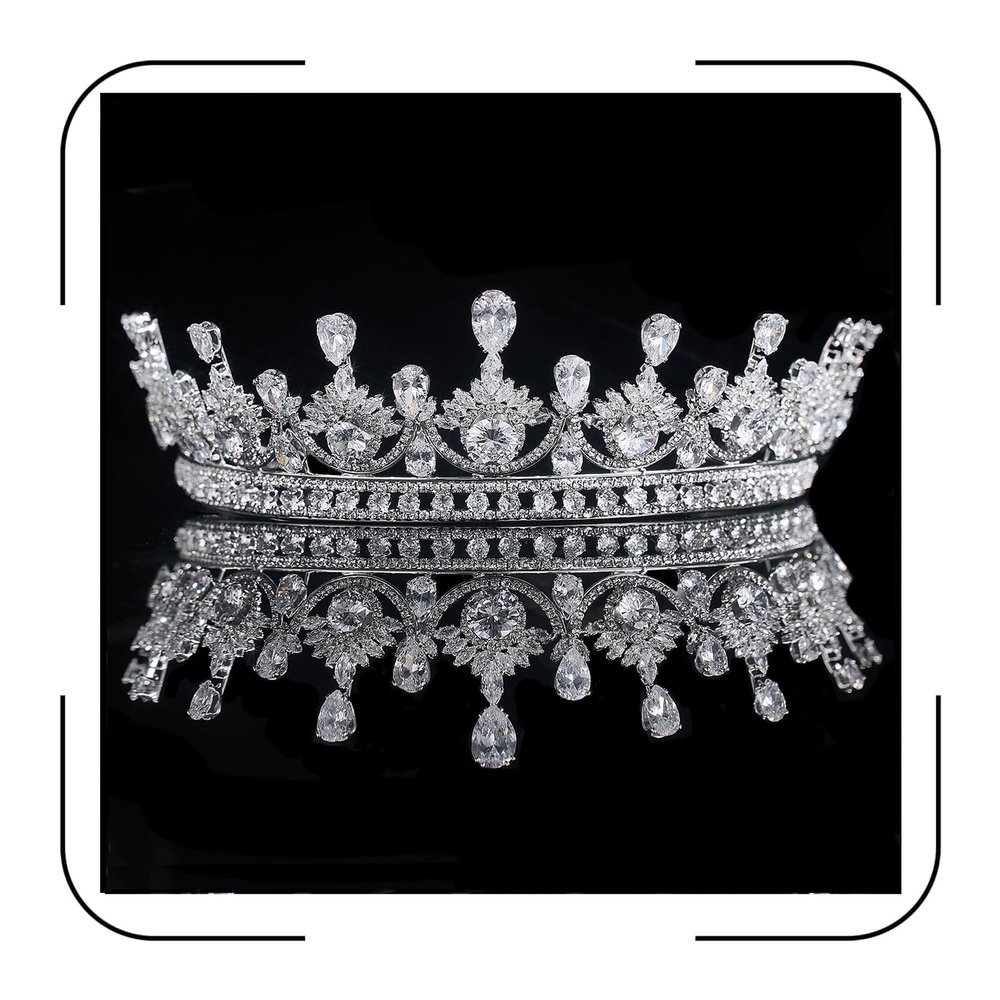 Princess Tiara for Women Silver Crown for Pageant Prom Quinceaera Wedding CZ Zircon Bridal Headpiece for Bride