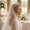 Princess Tiara for Women Silver Crown for Pageant Prom Quinceaera Wedding CZ Zircon Bridal Headpiece for Bride view 2