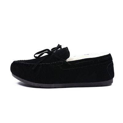 Bestgift Winter Beans Shoes Men's Velvet Fur one Frosted Snow Boots Warm Cotton Shoes Casual Shoes Non-Slip Black 7