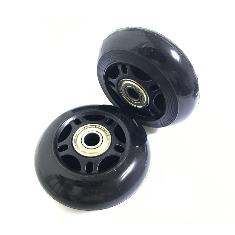 GSHFIGHTING Black 2 Wheels Sets Luggage Suitcase Wheels Replacement 75mm x 24mm/2.95" x 0.94" Axles 45mm Inline Skate Wheels Replacement Wheel with 8mm Bearings ABEC 608zz