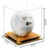 Better Display Cases Acrylic Volleyball Display Case with Clear Case, Yellow Risers and Wood Base (B02/A027) view 2