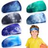 6 Pcs Athletic Headbands for Kids - Boys Football Headbands, Tie Dye Youth Sweat Absorbing Elastic Hairbands view 1