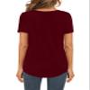 Elesomo Womens Cotton T Shirts Short Sleeve Summer Tops, Burgundy XXL view 4