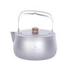 iBasingo 800ml Titanium Kettle Camping Teapot with Folding Handle Ultralight Portable Metal Tea Pot Coffee Maker for Outdoor Garden Backpacking Picnic Ti3131D view 1