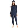 Muslim Swimsuits for Women Modest Swimwear Islamic Burkini Swimsuit Full Cover Hijab Muslim Pullover Ruched Top Dress Leggings Rashguard Bathing Suits Traje De Bao Musulmn para Mujer Navy Blue L view 1