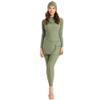 Burkini Swimsuits for Women Muslim Swimsuits Modest Swimwear Islamic Burkini Swimsuit Full Cover Swimming Solid Color Long Sleeve Ruched Top Dress Pants + Hijab Bathing Suits Tankini Set Green M