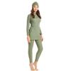 Burkini Swimsuits for Women Muslim Swimsuits Modest Swimwear Islamic Burkini Swimsuit Full Cover Swimming Solid Color Long Sleeve Ruched Top Dress Pants + Hijab Bathing Suits Tankini Set Green M view 2