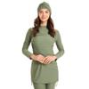 Burkini Swimsuits for Women Muslim Swimsuits Modest Swimwear Islamic Burkini Swimsuit Full Cover Swimming Solid Color Long Sleeve Ruched Top Dress Pants + Hijab Bathing Suits Tankini Set Green M view 3