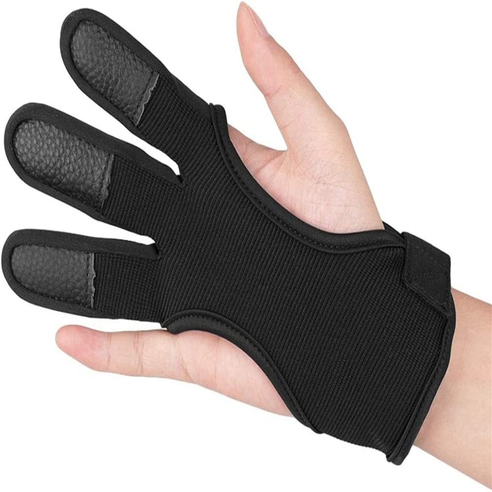 Ibluelover Archery Glove Three Finger Protector Glove Shooting Hunting Gloves Leather Padded Bow Mitten Finger Tab Archery Protective Gear Accessories for Youth Adult Beginner