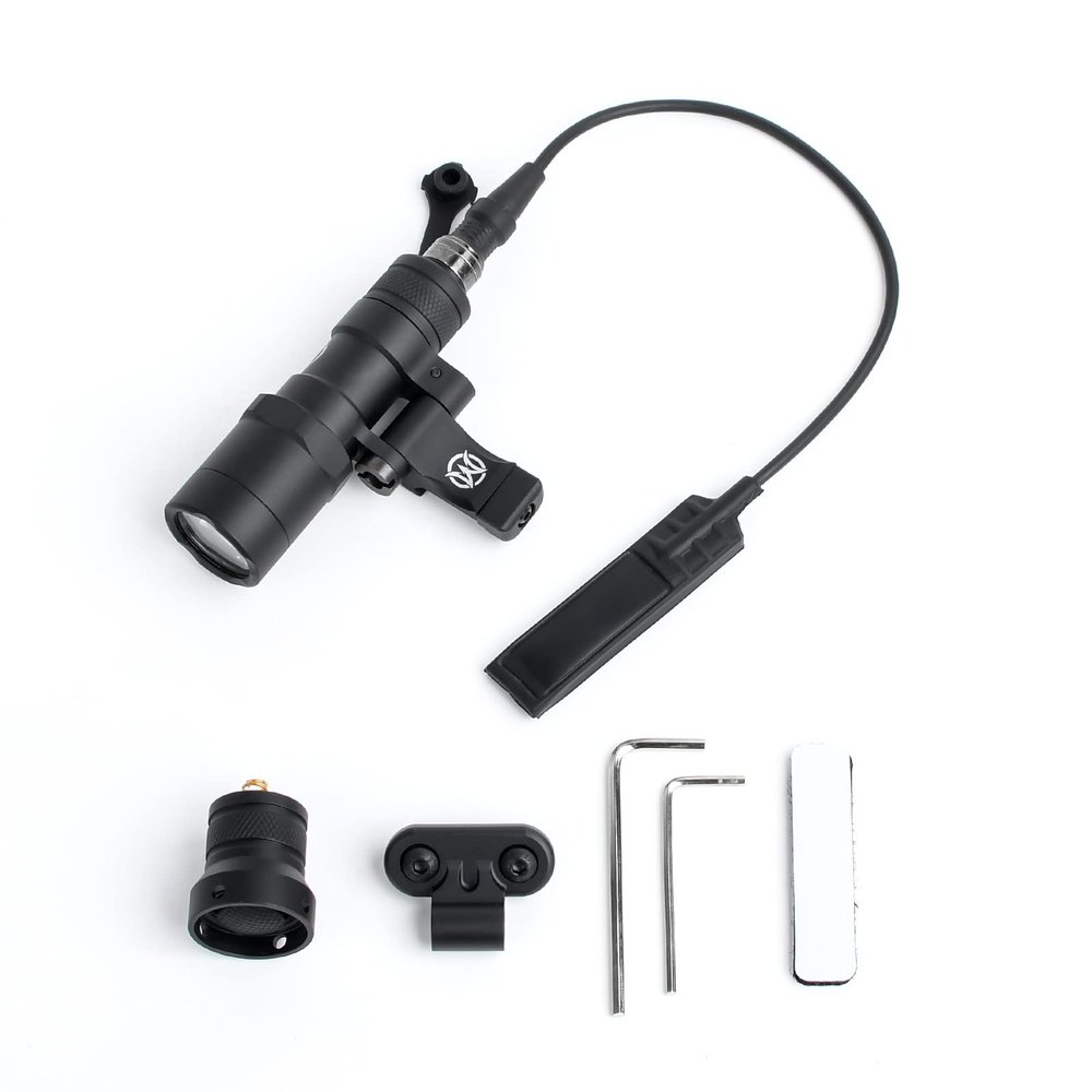 NOBUHIRO M300B 520 Lumens Tactical Flashlight, with Replaceable Mounting Rotating Base, Suitable for 20mm Picatinny & Mlok/Keymod Rail, Include with Remote Pressure & Push Button Switch (M300B)