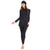 Swimsuit Women Muslim 3 Pcs Modest Swimwear Islamic Long Sleeve Burkini Swimsuit Full Cover Hijab Muslim Dress Tops Pants Traje De Bao Musulmn para Mujer Women Rash Guard Bathing Suits Black L view 1