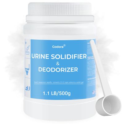 Godora 1.1LB ECO-Friendly Toilet Urine Powder with Spoon, Fast-Absorbing Camping Toilet Chemicals, Rapidly Biodegradable Eco Gel for Portable Toilet, for Outdoor Portable Bedpans & Emergencies
