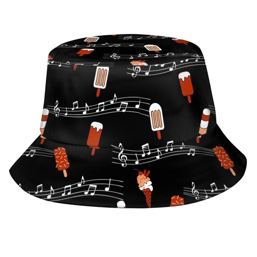 Musical Note Music Bucket Hat for Women Girls Summer Travel Fisherman Beach Sun Hats for Fishing Hiking
