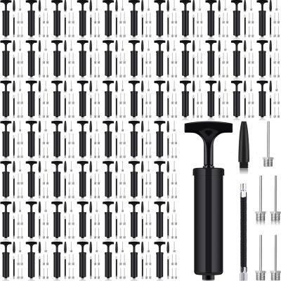 Jutom 200 Sets Ball Pump Bulk for Sports Balls Include Needle Nozzle Extension Hose Hand Air Pump Portable Inflation Kit for Basketball Soccer Football Rugby(Black)
