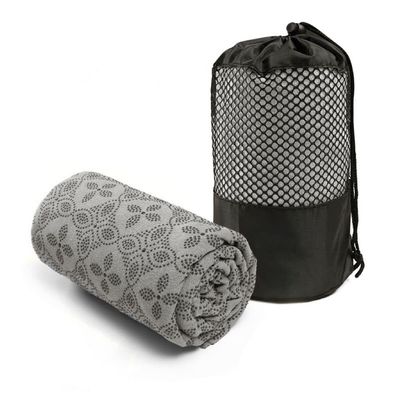 POKIVIR - Yoga Towel, Hot Yoga Mat Towel - Sweat Absorbing Non-Slip for Hot Yoga, Pilates and Workout, 24x72 inches with Upgraded Clover-Shaped Grip Dots (Grey)