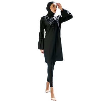Modest Muslim Swimsuits for Women Cover Up Clothes for Muslim Swimwear Full Body Cover Suit Women Long Sleeve Burkinis Hijab Muslim Swim Dress Tops PantsWetsuit 3 Piece Bathing Suits Black a L