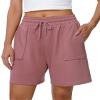 Cowasto Women's Sweat Shorts Casual Summer High Waist Athletic Shorts Elastic Comfy Lounge Running Shorts Dark Pink L view 2