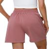 Cowasto Women's Sweat Shorts Casual Summer High Waist Athletic Shorts Elastic Comfy Lounge Running Shorts Dark Pink L view 3