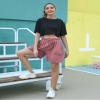 Cowasto Women's Sweat Shorts Casual Summer High Waist Athletic Shorts Elastic Comfy Lounge Running Shorts Dark Pink L view 4