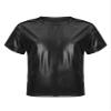YEAHDOR Kids Metallic Shiny T-Shirt Hip Hop Modern Dance Top Jazz Party Performance Dancewear Black 5-6 Years view 1