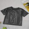 YEAHDOR Kids Metallic Shiny T-Shirt Hip Hop Modern Dance Top Jazz Party Performance Dancewear Black 5-6 Years view 4
