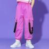 FEESHOW Girls Kids Casual Jogger Sweatpants Loose Cargo Pants Trousers for Hip Hop Jazz Street Dancewear Hot Pink 11-12 Years view 4