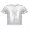 YEAHDOR Kids Metallic Shiny T-Shirt Hip Hop Modern Dance Top Jazz Party Performance Dancewear Silver 2-3 Years view 1