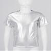 YEAHDOR Kids Metallic Shiny T-Shirt Hip Hop Modern Dance Top Jazz Party Performance Dancewear Silver 2-3 Years view 4